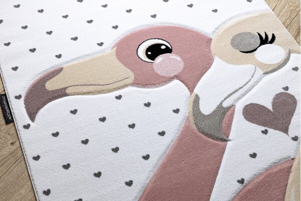Dywany Łuszczów, Detský kusový koberec Petit Flamingos hearts cream, 160x220, ružová, detská izba