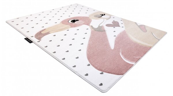 Dywany Łuszczów, Detský kusový koberec Petit Flamingos hearts cream, 160x220, ružová, detská izba