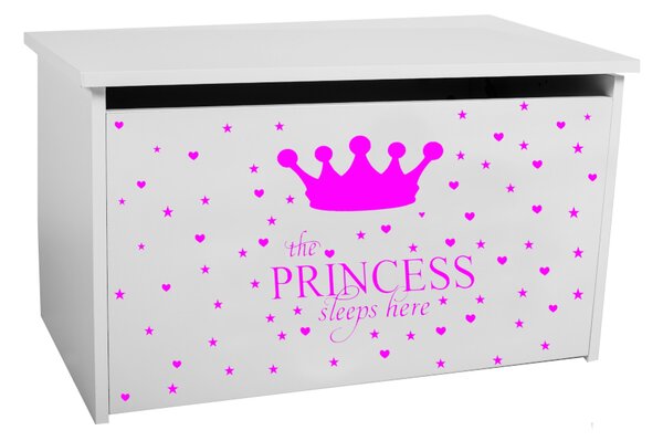 Detský úložný box Toybee s nápisom pre princezné ružový