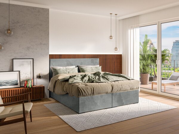 NovýNábytok.sk Manželská posteľ Boxspring 180 cm Lemmy (betón) (s matracom a úl. priestorom). Akcia -20%. Vlastná spoľahlivá doprava až k Vám domov. 1043396