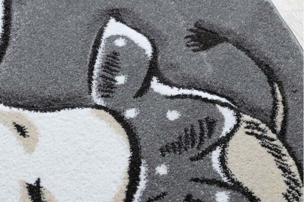Dywany Łuszczów , Detský kusový koberec Petit Elephant stars grey kruh, 120x120 (priemer) kruh, šedá, detská izba