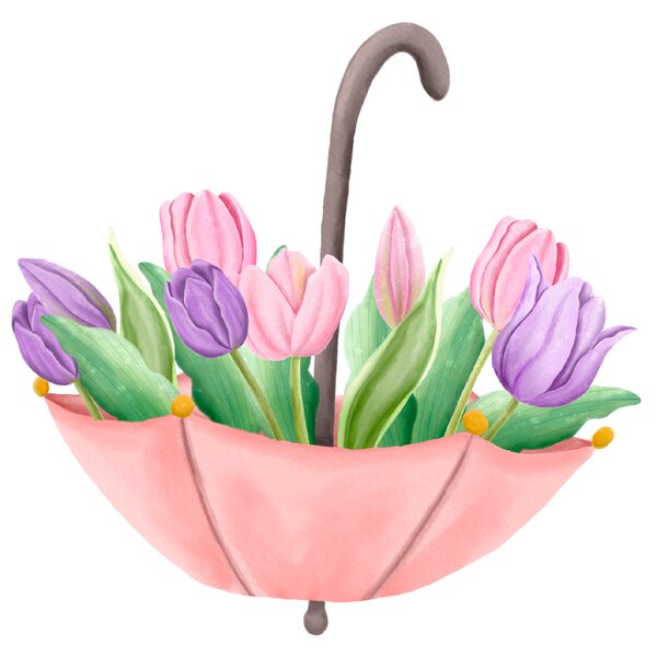 60x60cm Dáždnik s tulipánmi - textilná nálepka na stenu
