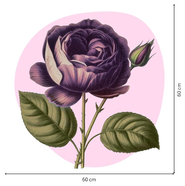 60x60cm Fialová ruža - textilná nálepka na stenu