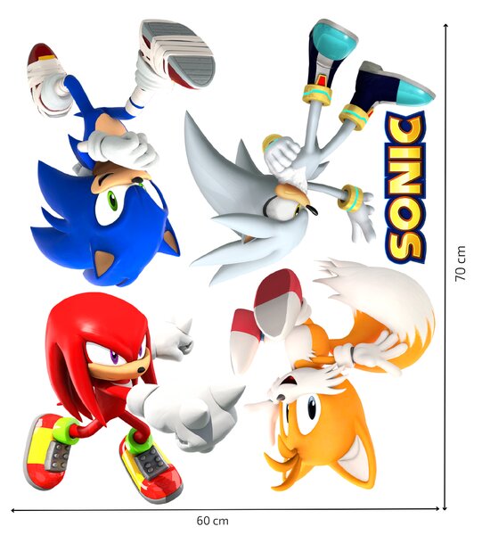 60x70cm Sonic a priatelia - textilná nálepka na stenu