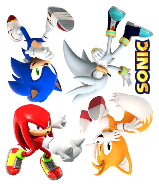60x70cm Sonic a priatelia - textilná nálepka na stenu