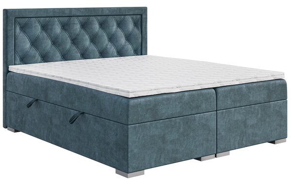 Kontinentálna posteľ 160 cm Maximilian (džínová modrá) (s matracom a úl. priestorom). Vlastná spoľahlivá doprava až k Vám domov. 1043415