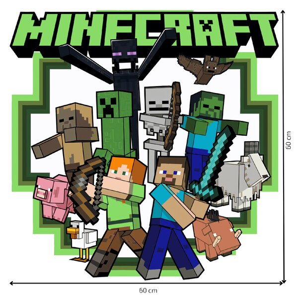 60x60cm Minecraft 2 - textilná nálepka na stenu