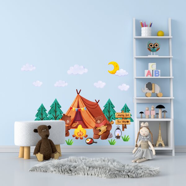 60x120cm Medvede na stanovačke - textilná nálepka na stenu
