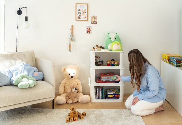 SMARTSTORE Úložný box s otvorenou prednou hranou, MODULE, s vekom, biely - 59,5 × 39,5 × 30 cm