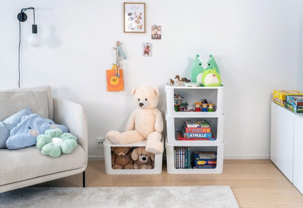 SMARTSTORE Úložný box s otvorenou prednou hranou, MODULE, s vekom, biely - 59,5 × 39,5 × 30 cm