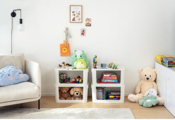 SMARTSTORE Úložný box s otvorenou prednou hranou, MODULE, s vekom, biely - 59,5 × 39,5 × 30 cm