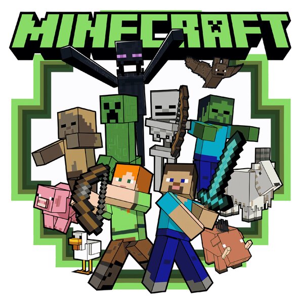 60x60cm Minecraft 2 - textilná nálepka na stenu