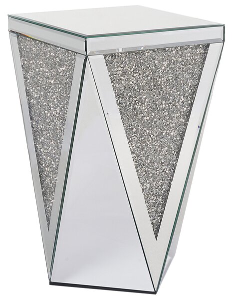 Odkladací stolík strieborný zrkadlový nočný stolík glamour dizajn obývacia izba spálňa