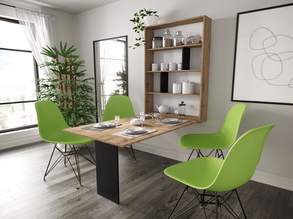 Moderný sklápací jedálenský stôl OMBO - dub wotan / čierny