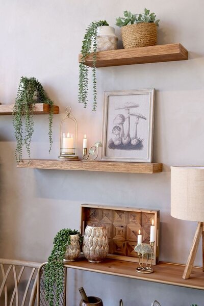 Hnedá antik drevená polička Grimaud - 60*15*14 cm - Chic Antique