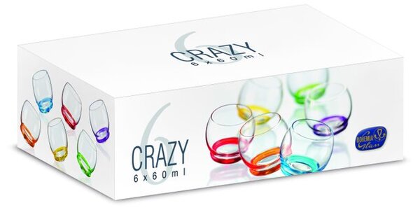 Bohemia Crystal Farebné poháre na pálenku Crazy 25250/D4718/060ml (set po 6 ks)