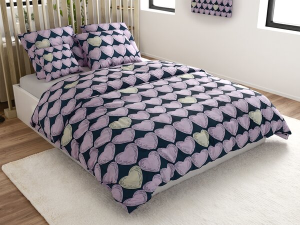 Obliečky z mikrovlákna VIOLET HEARTS svetlo fialové Rozmer obliečky: 2 ks 70 x 80 cm | 160 x 200 cm