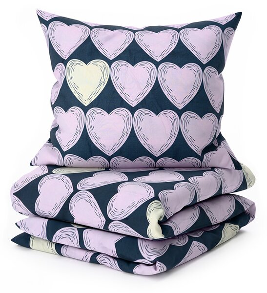 Obliečky z mikrovlákna VIOLET HEARTS svetlo fialové Rozmer obliečky: 2 ks 70 x 80 cm | 160 x 200 cm