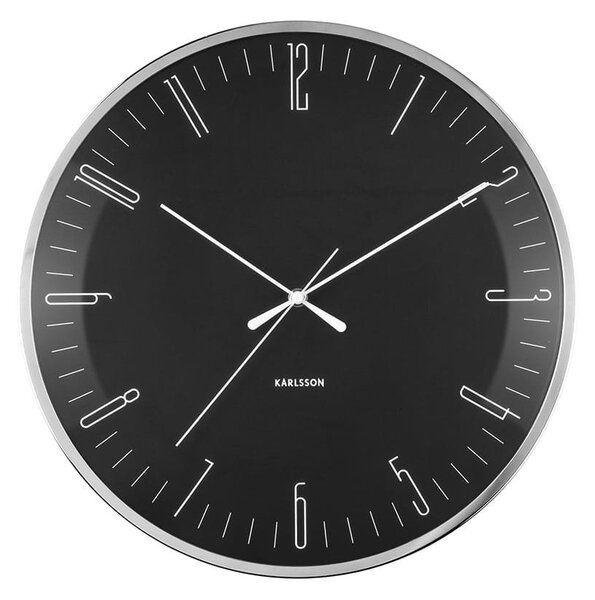 KARLSSON Nástenné hodiny Dragonfly Dome Glass – čierna ø 40 cm x 4 cm