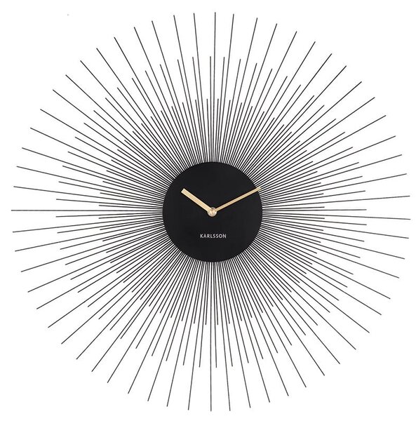KARLSSON Nástenné hodiny Peony Steel Large – čierna ø 60 cm x 3,5 cm