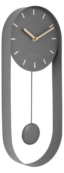 KARLSSON Nástenné hodiny Pendulum Charm Steel – šedá 50 × 20 × 4,8 cm