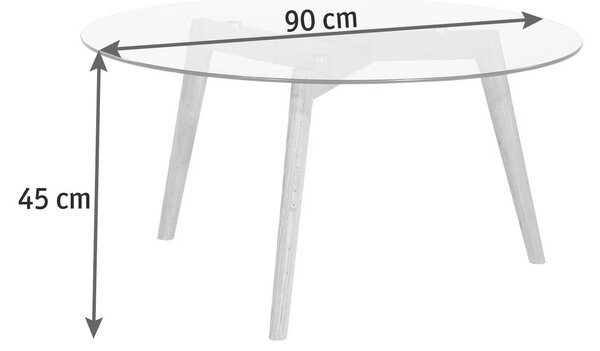 KONFERENČNÝ STOLÍK, číra, farba duba, drevo, sklo, 90/90/45 cm Carryhome - Stolíky do obývačky