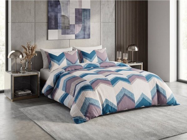 Obliečky z mikrovlákna CHEVRONIX modro-fialové Rozmer obliečky: 2 ks 70 x 80 cm | 160 x 200 cm