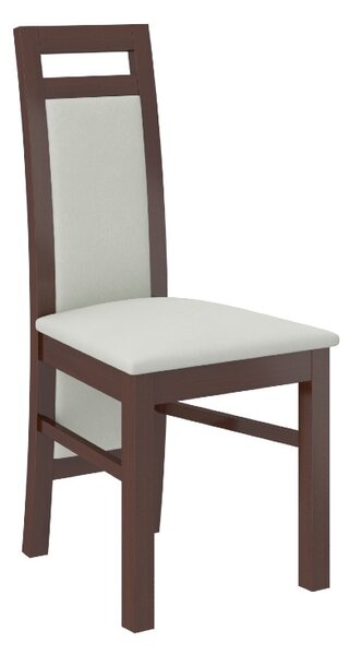 Drevená stolička Dirse orech dekor dřeva ořech tmavý a potahová látka šedá