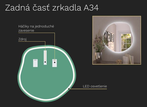 Organické LED zrkadlo s osvetlením A34