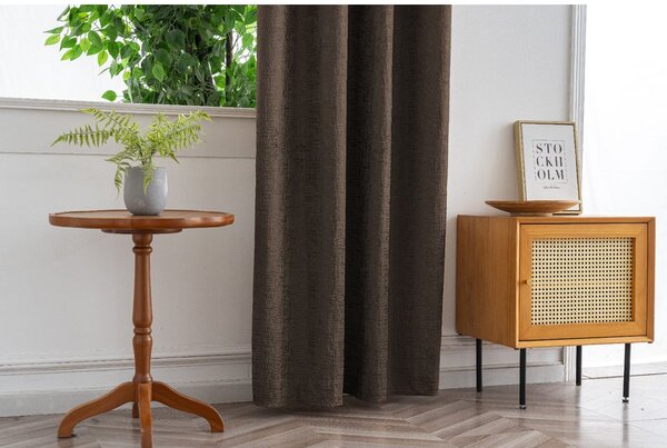 Zatemňovacia záclona LOOM VELVET 140x250 cm, hnedá Zavesenie: Kovové krúžky