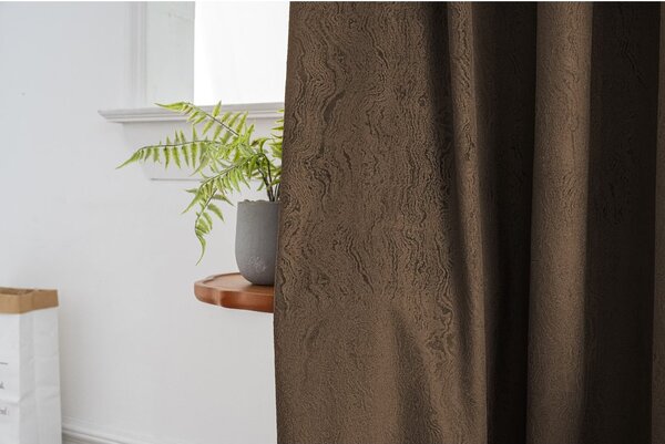 Zatemňovací záves DUNES VELVET 140x250 cm, hnědý Zavesenie: Riasiaca páska