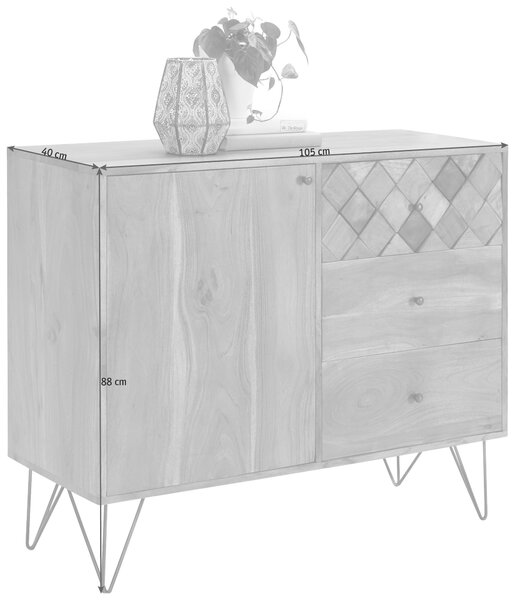 KOMODA, akácia, farba akácie, bronzová, 105/88/40 cm Ambia Home - Komody