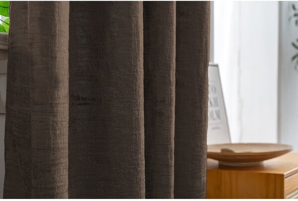 Zatemňovacia záclona LOOM VELVET 140x250 cm, hnedá Zavesenie: Kovové krúžky