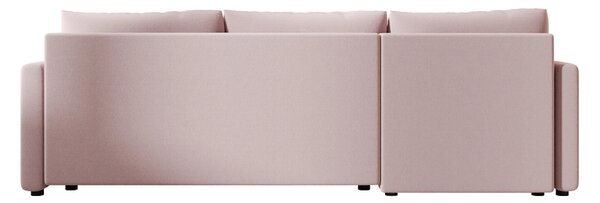 Rozkladacia obojstranná sedacia súprava do L VENORIA 220x143 cm, púdrovo ružová + 2 vankúšiky ZDARMA