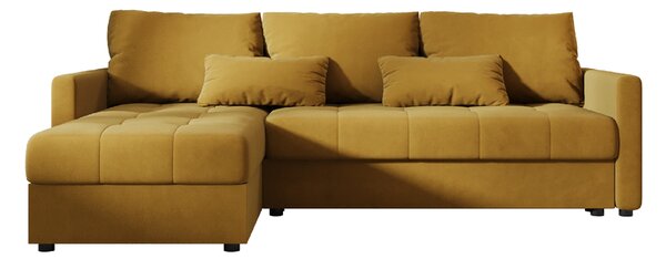 Rozkladacia obojstranná sedacia súprava do L VENORIA 220x143 cm, horčicová + 2 vankúšiky ZDARMA