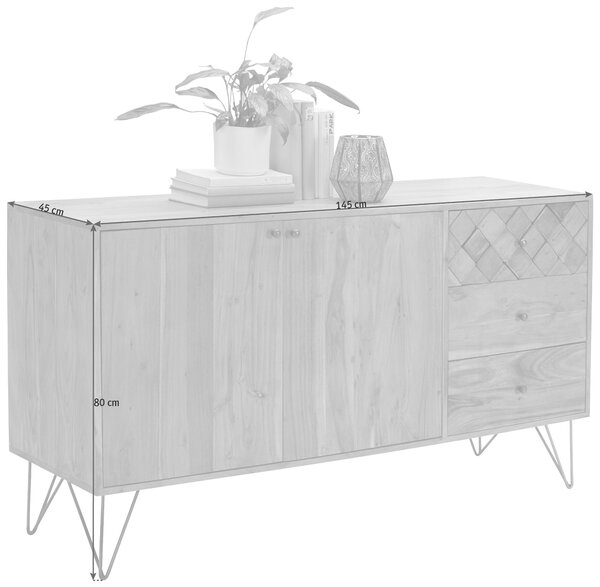 KOMODA, akácia, farba akácie, bronzová, 145/80/45 cm Ambia Home - Komody