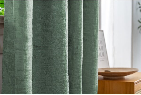 Zatemňovací záves LOOM VELVET 140x250 cm, zelený Zavesenie: Riasiaca páska