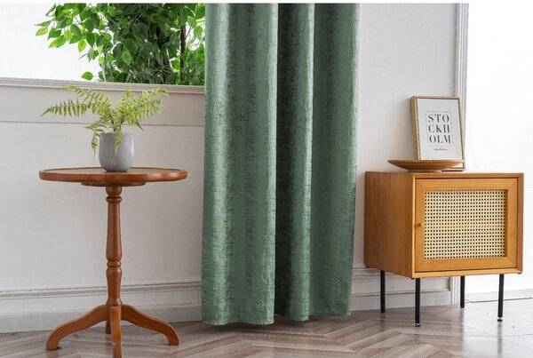 Zatemňovací záves LOOM VELVET 140x250 cm, zelený Zavesenie: Riasiaca páska