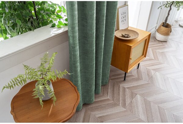 Zatemňovací záves LOOM VELVET 140x250 cm, zelený Zavesenie: Riasiaca páska
