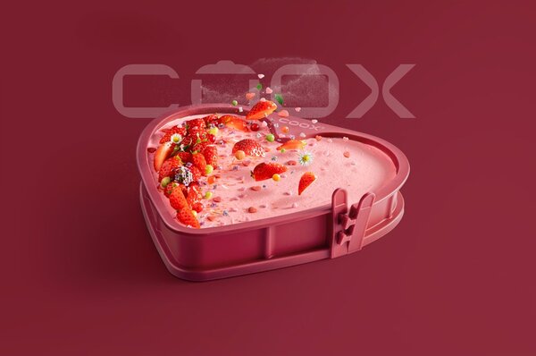 Forma coox SPRING HEART priemer 22 cm so sklenenou základňou, vínová