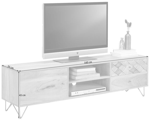 NÍZKA KOMODA, akácia, prírodná farba, 160/45/35 cm Ambia Home - TV nábytok