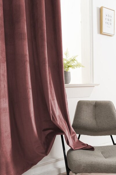 Zatemňovací záves ELVIO VELVET 140x250 cm, staroružový Zavesenie: Kovové krúžky