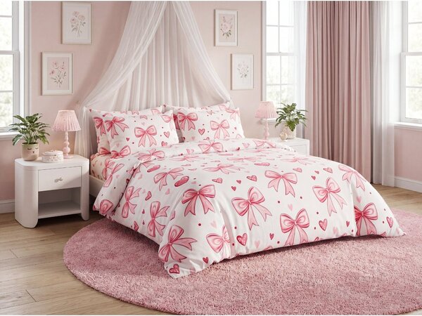 Obliečky z mikrovlákna RIBBON LOVE biele Rozmer obliečky: 70 x 80 cm | 140 x 200 cm