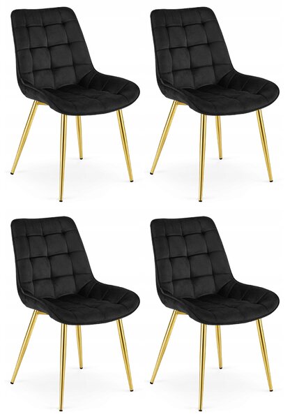 Čierna zamatová stolička BERA so zlatými nohami