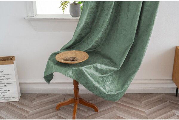 Zatemňovací záves LOOM VELVET 140x250 cm, zelený Zavesenie: Riasiaca páska