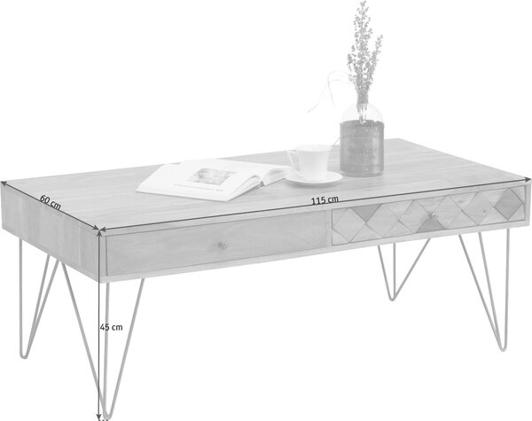 KONFERENČNÝ STOLÍK, farba akácie, bronzová, drevo, kov, kompozitné drevo, 115/60/45 cm Ambia Home - Stolíky do obývačky