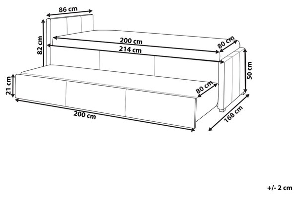 Rozkladacia posteľ modré látkové čalúnenie 80 x 200 cm posteľ pre hostí prístelka