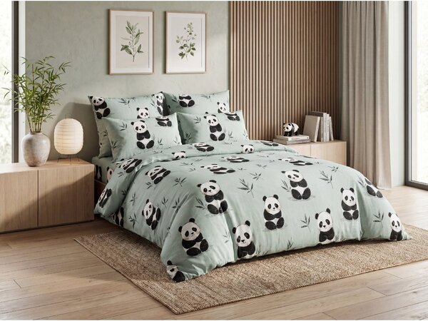 Obliečky z mikrovlákna PANDA RELAX mentolové Rozmer obliečky: 70 x 90 cm | 140 x 200 cm