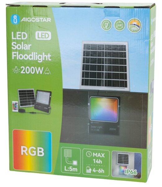Aigostar - LED RGB Stmievateľný solárny reflektor LED/200W/3,2V IP66 + DO
