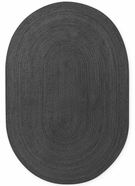 Hanse Home, Kusový koberec Jute Braided 106322 Black ovál, 160x230 ovál, čierna, chodba / predsieň